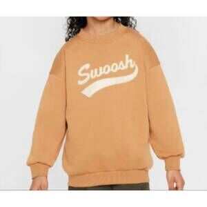 NEW NIKE sportswear club fleece oversized crew neck sweatshirt in tan